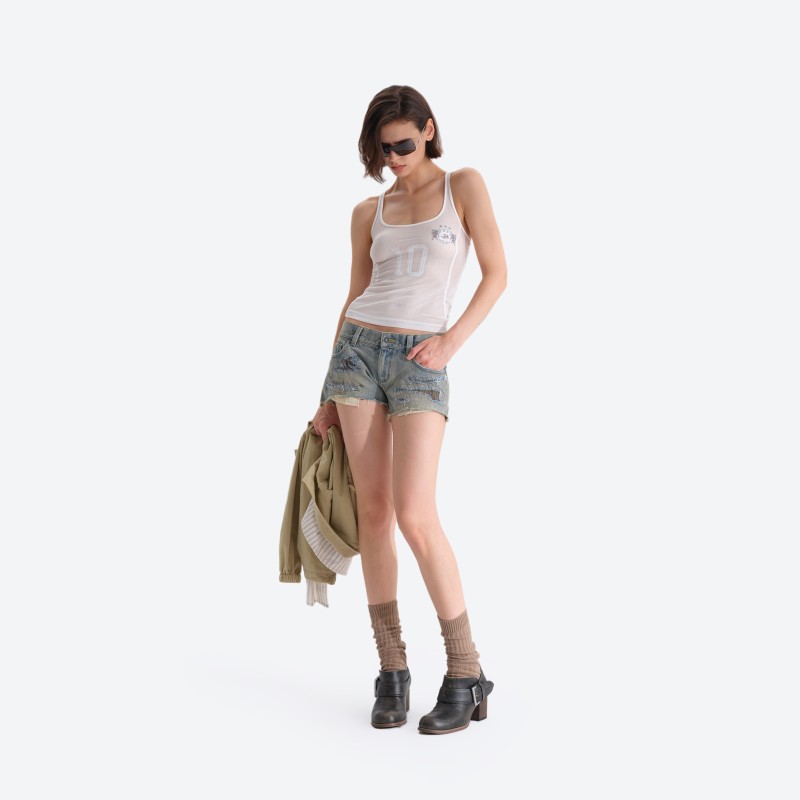 No.10 Snake‑print Sheer Tank Top